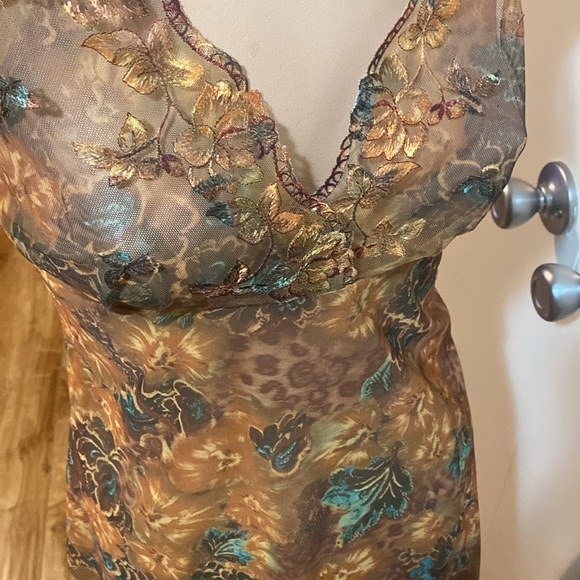 Vintage leopard floral print chemise / slip ✨firm✨ - Picture 5 of 6